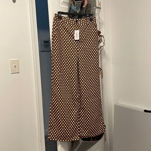 Cider brown polka dot women’s flared trousers